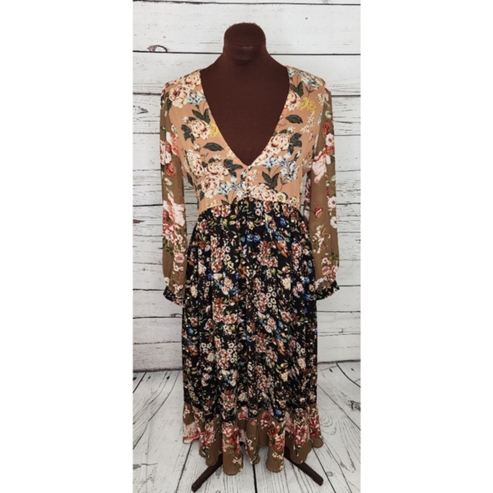 Shein Brown Floral Dress‎